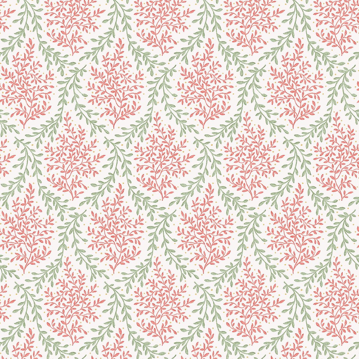 Nina Campbell | Bedgebury fabric - Coral / Eucalyptus
