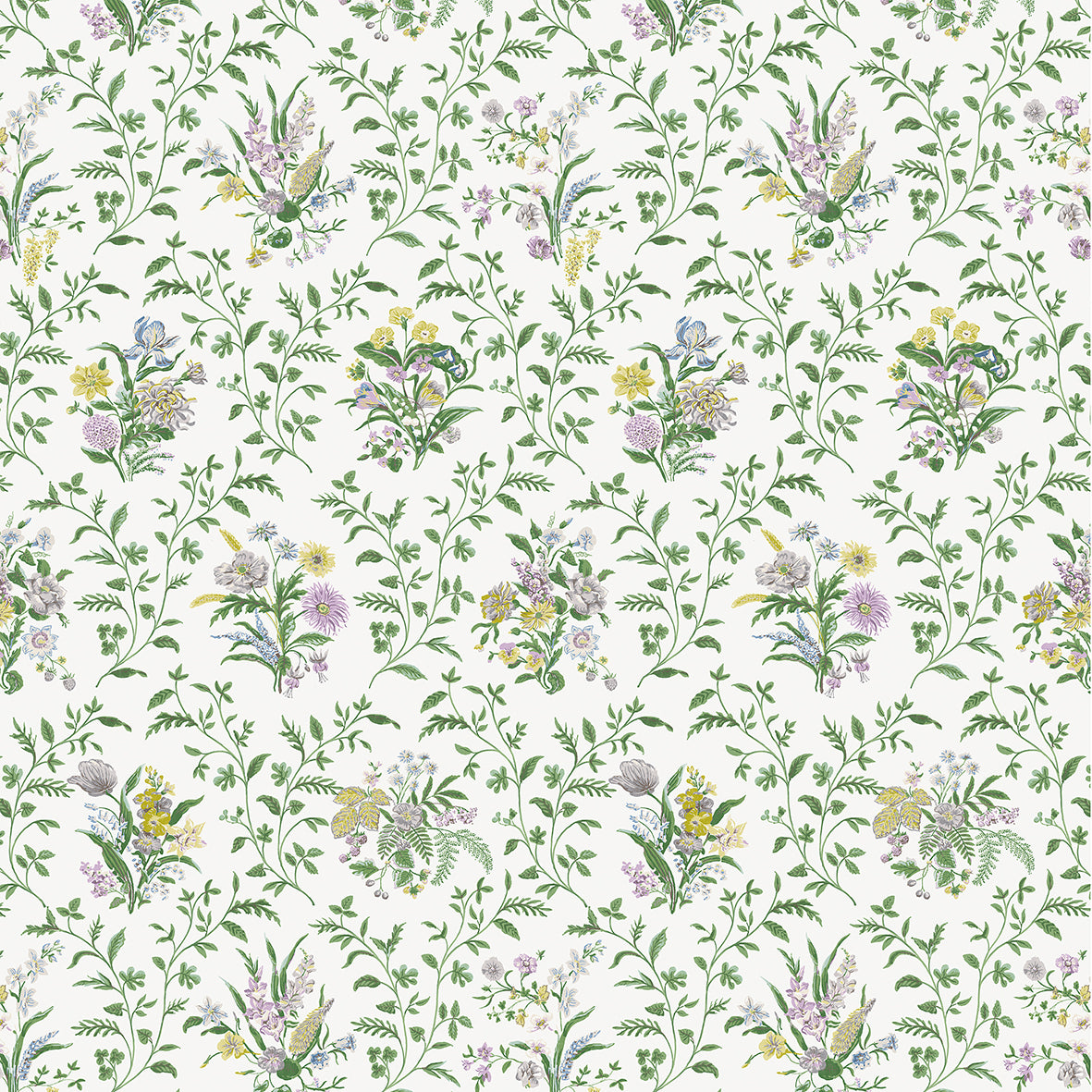 Nina Campbell | Hollingbourne fabric - Green / Lilac / Yellow