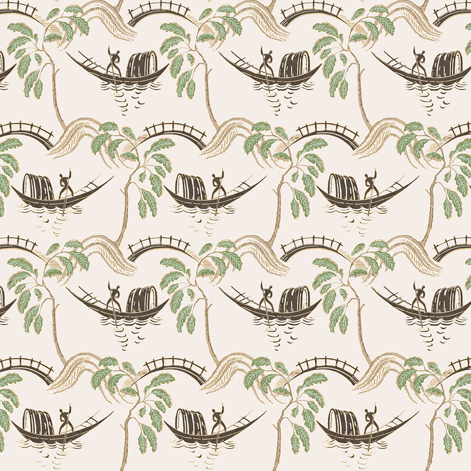 Nina Campbell | Peggy fabric - Green / Ivory