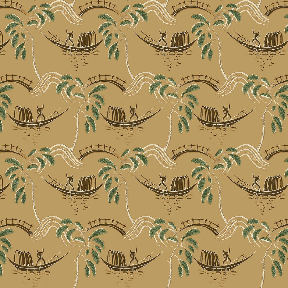 Nina Campbell | Peggy fabric - Ochre / Olive