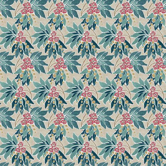 Nina Campbell | Sonia fabric - Teal / Ruby