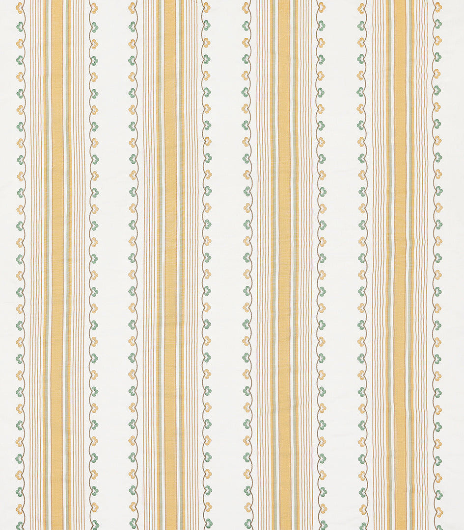 Nina Campbell | Mabel Stripe fabric - Yellow / Sage