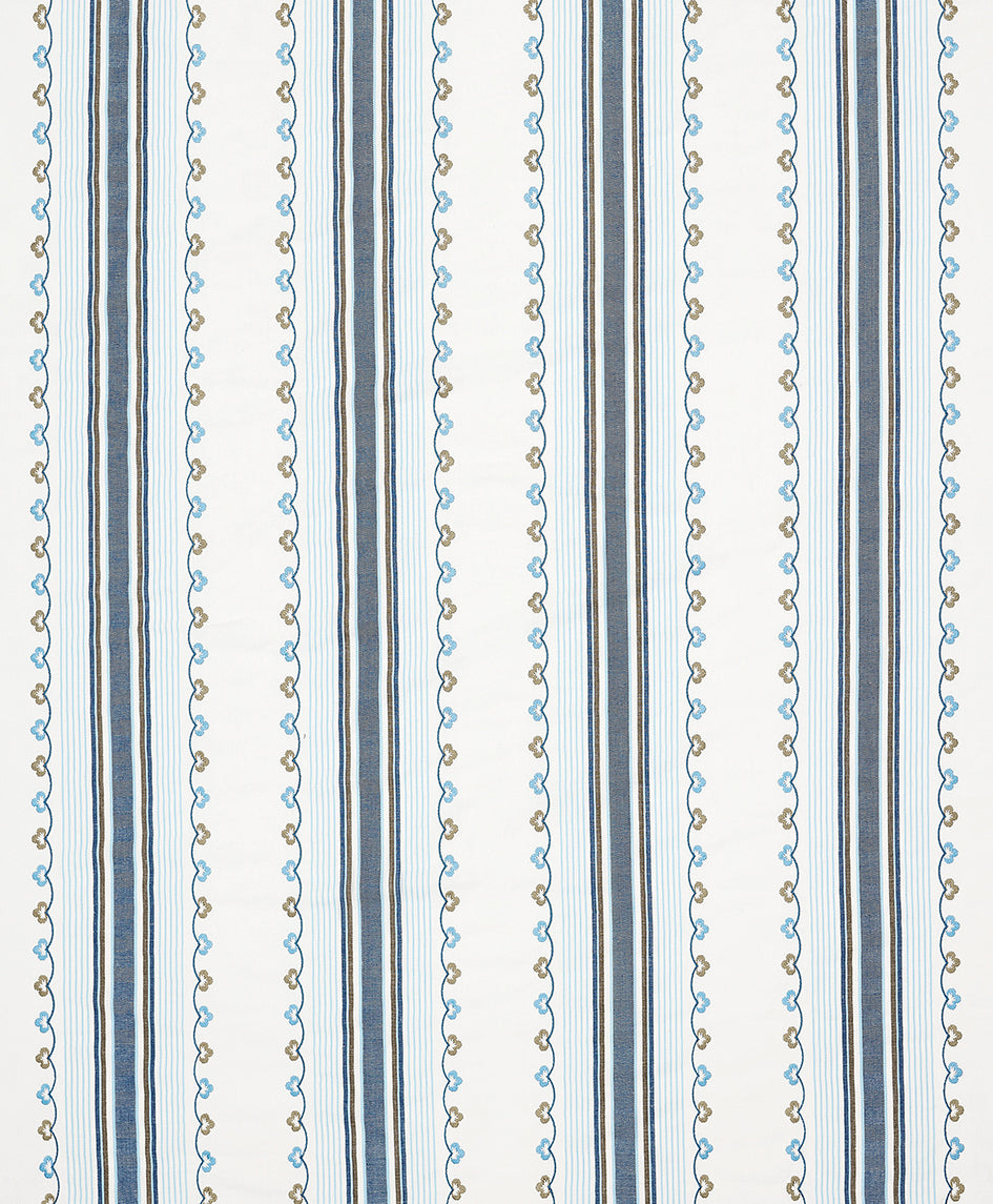 Nina Campbell | Mabel Stripe fabric - Blue / Chocolate