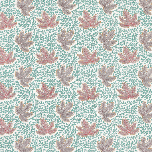 Nina Campbell | Clarice fabric - Teal / Ruby / Amethyst