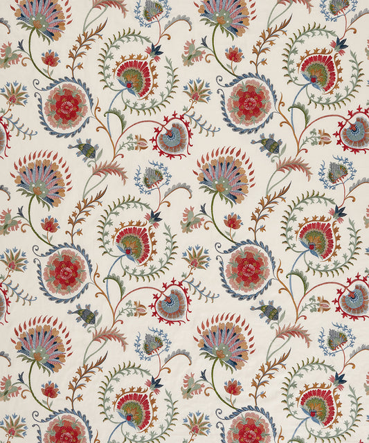 Nina Campbell | Mandana fabric - Blue / Ruby / Ivory