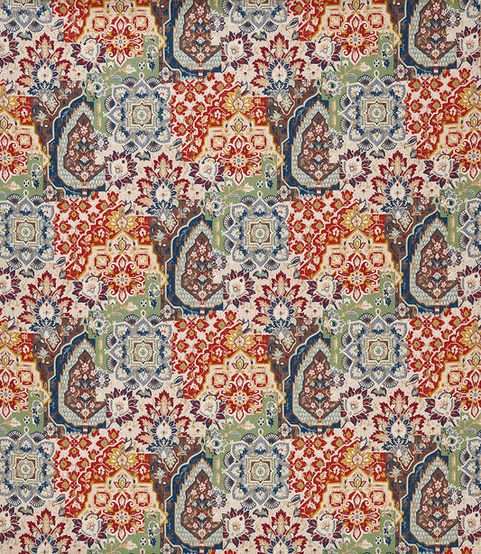 Nina Campbell | Paridaiza fabric - Blue / Terracotta / Green