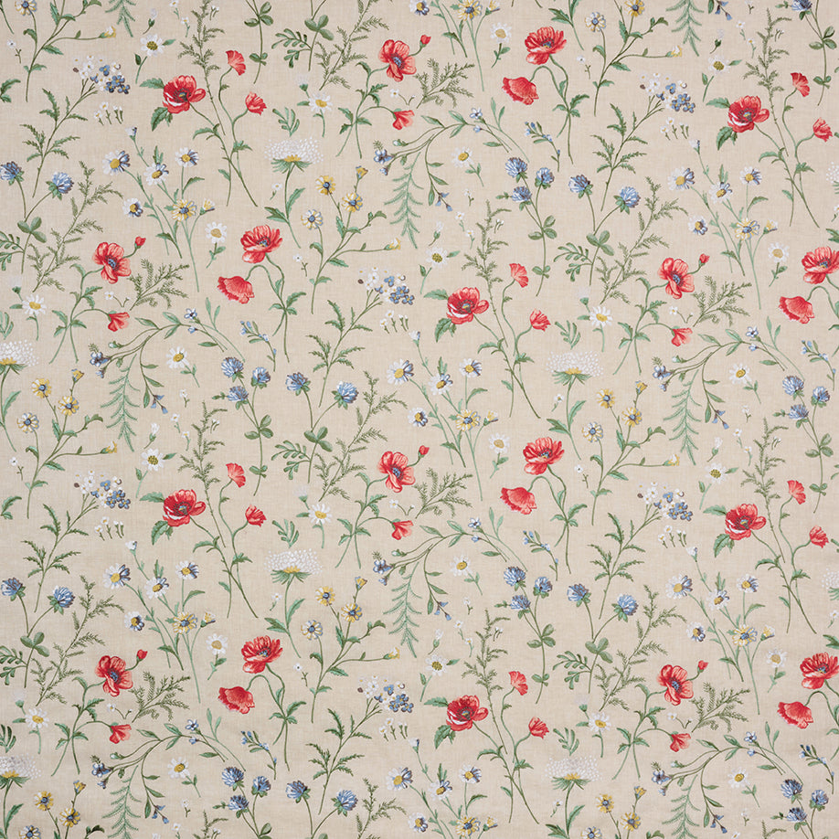 Nina Campbell | Snowshill Meadow fabric - Poppy /Blue /Green