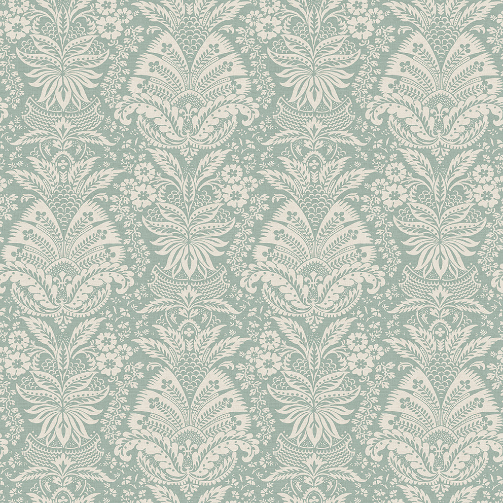 Nina Campbell | Bourton Damask fabric - Aqua