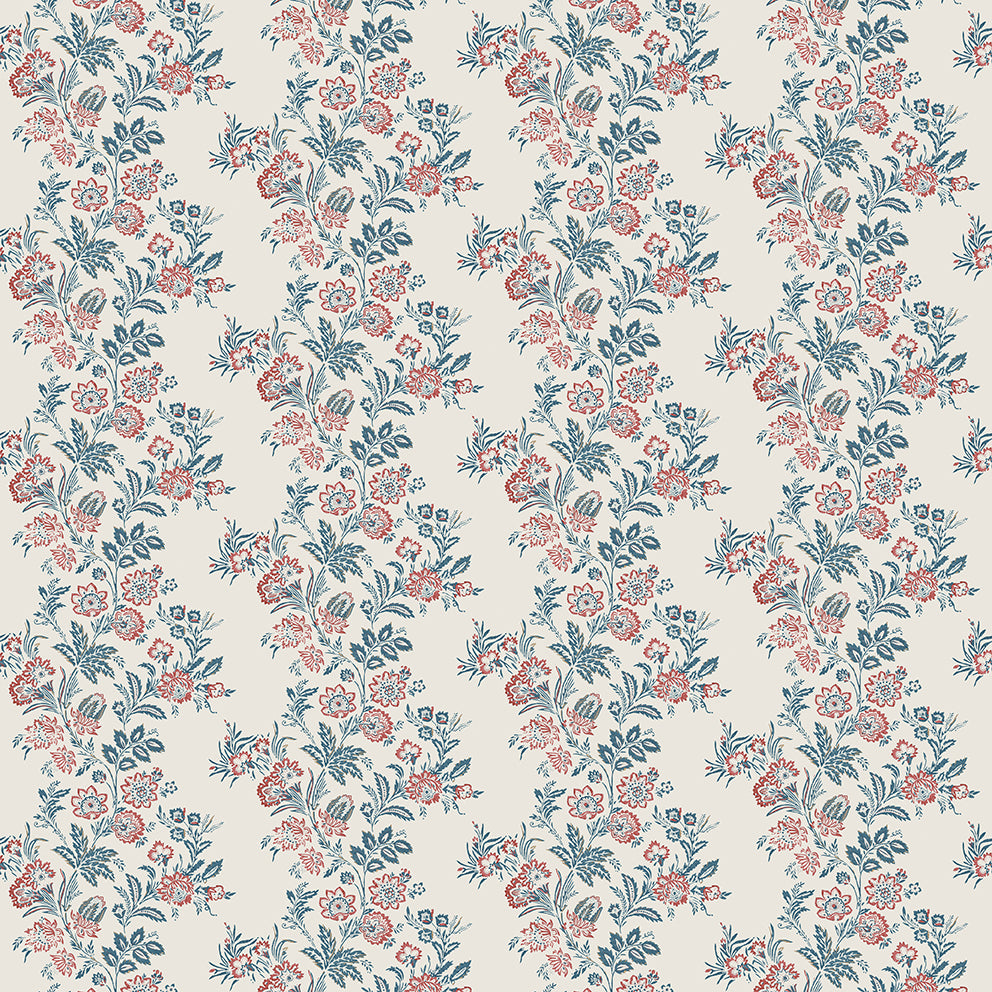 Nina Campbell | Bibury fabric - Indigo / Red