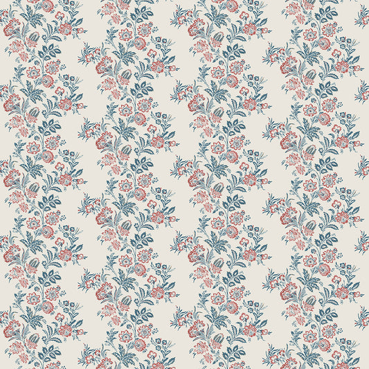 Nina Campbell | Bibury fabric - Indigo / Red