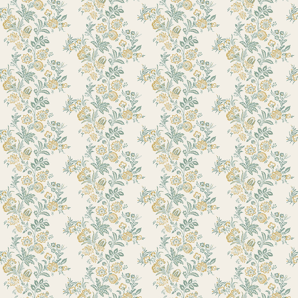 Nina Campbell | Bibury fabric - Teal / Ochre