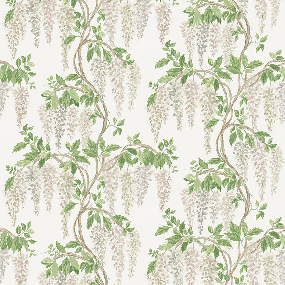 Nina Campbell | Wisteria Walk fabric - White / Green