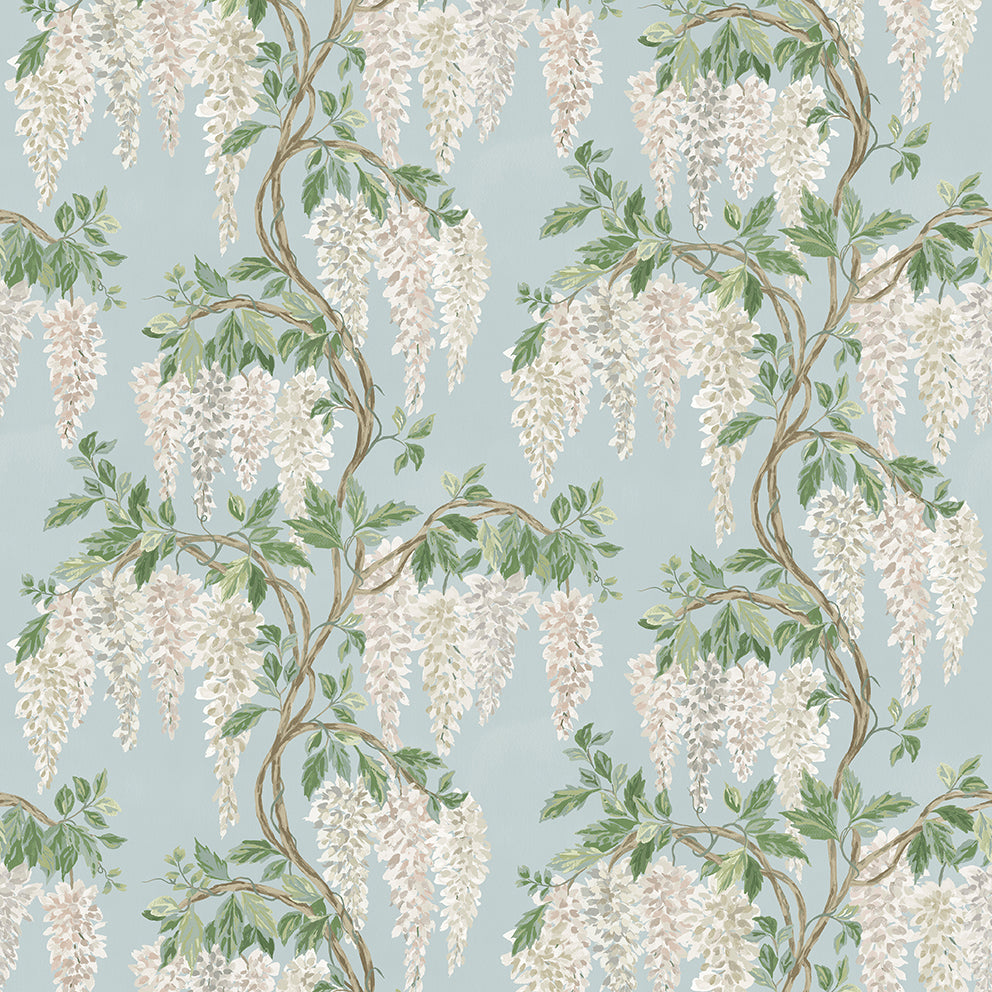 Nina Campbell | Wisteria Walk fabric - Aqua / Green