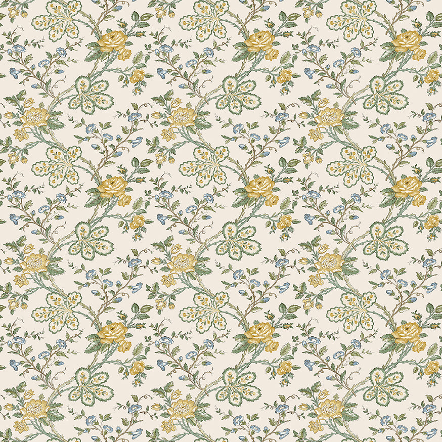 Nina Campbell | Geneviève fabric - Yellow / Sage / Ivory