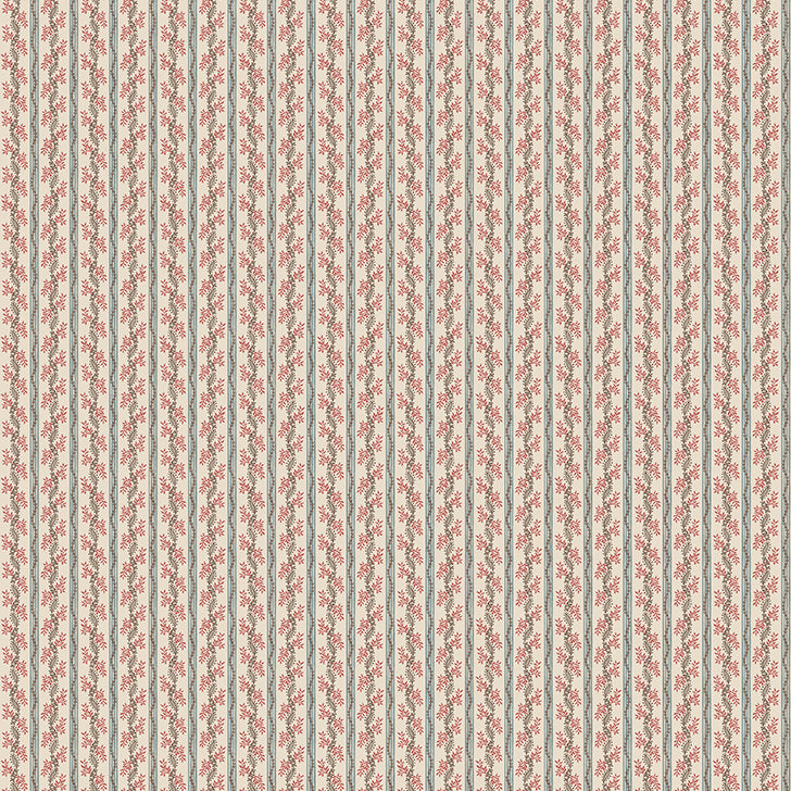 Nina Campbell | Odile fabric - Duck Egg / Red
