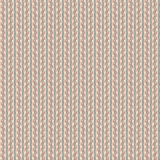 Nina Campbell | Odile fabric - Duck Egg / Red