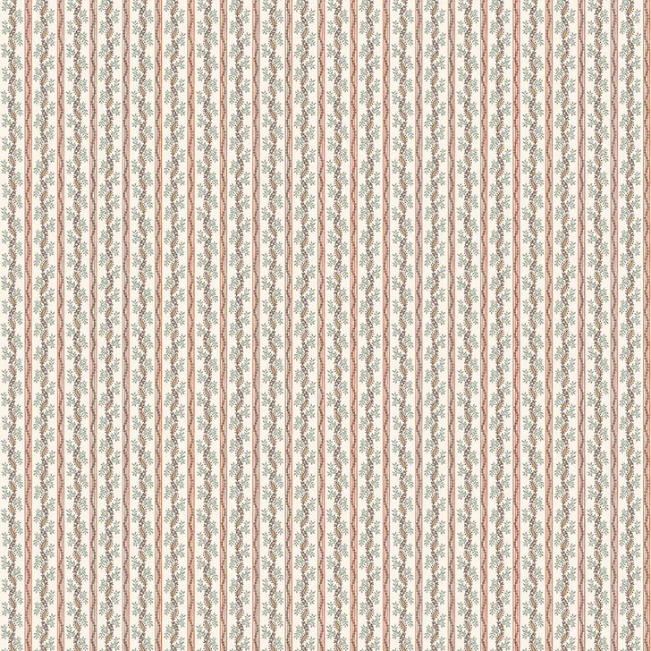 Nina Campbell | Odile fabric - Coral / Eucalyptus