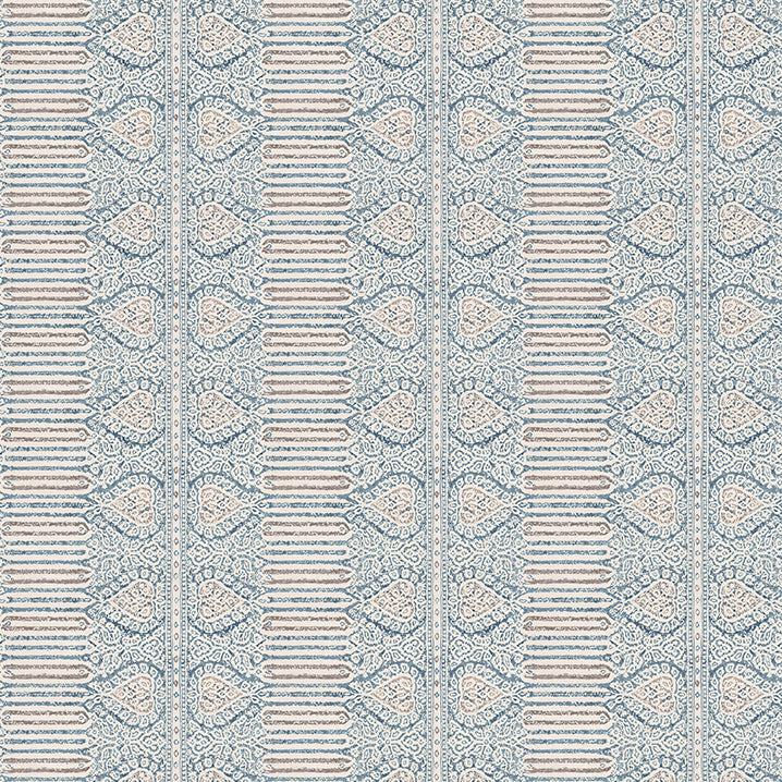 Nina Campbell | Nicolet fabric - Blue / Taupe