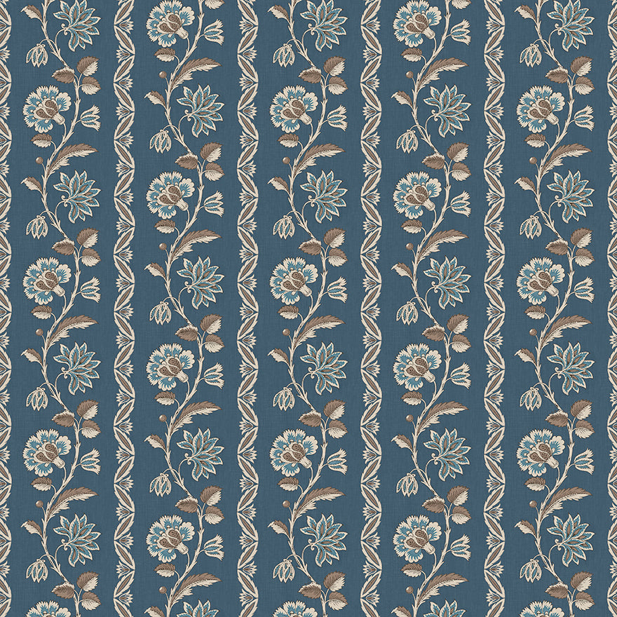 Nina Campbell | Bertin fabric - Indigo / Chocolate