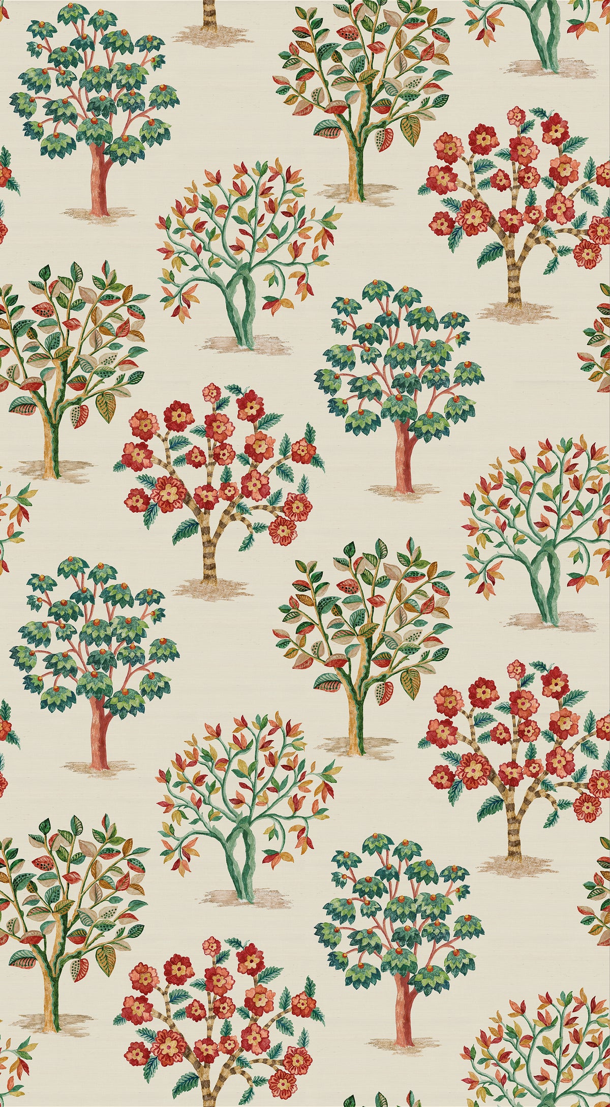 Nina Campbell | Fener Grove wallcovering - Coral / Teal