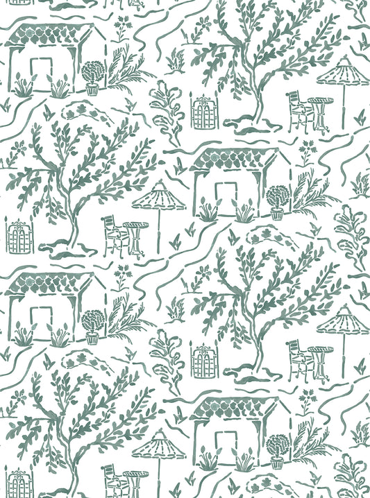 Nina Campbell | La Quintinie wallcovering - Teal