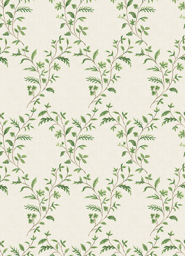 Nina Campbell | Hollingbourne Trellis wallcovering - Ivory / Green