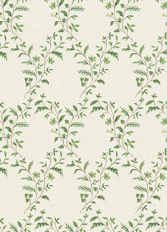 Nina Campbell | Hollingbourne Trellis wallcovering - Ivory / Green
