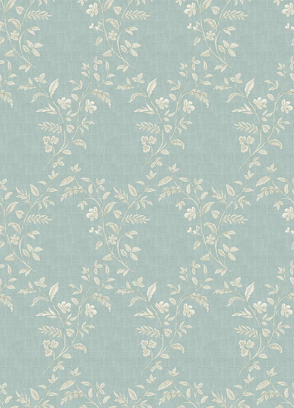 Nina Campbell | Hollingbourne Trellis wallcovering - Aqua