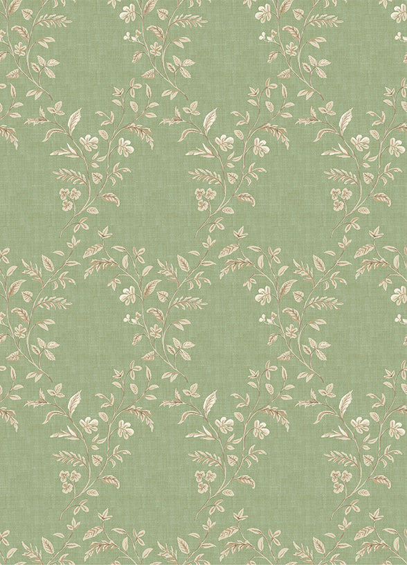 Nina Campbell | Hollingbourne Trellis wallcovering - Olive
