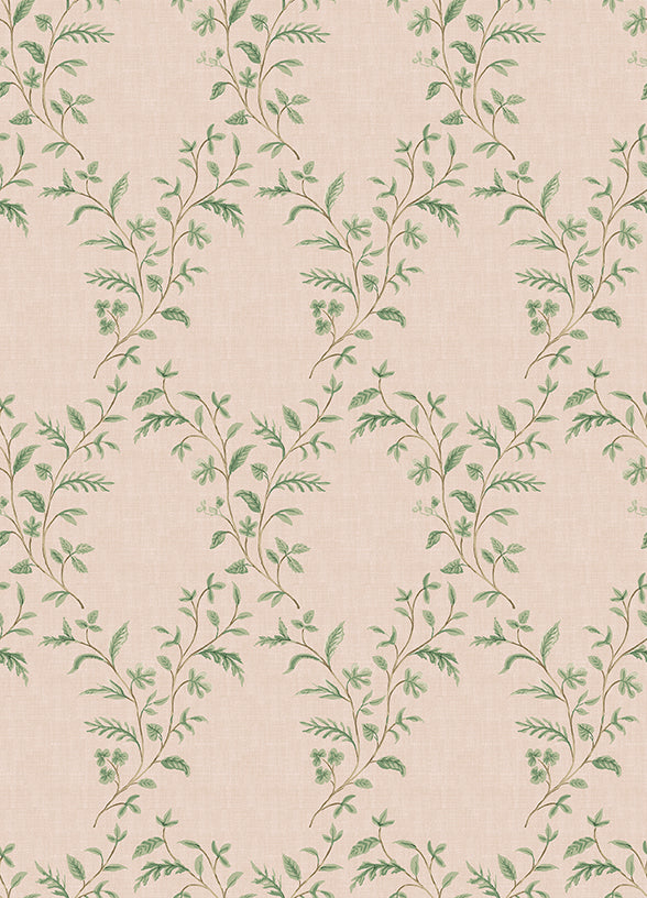 Nina Campbell | Hollingbourne Trellis wallcovering - Pink / Green