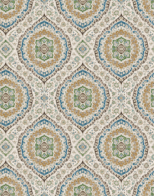 Nina Campbell | Karabali wallcovering - Blue / Green, Jade / Amethyst / Amber