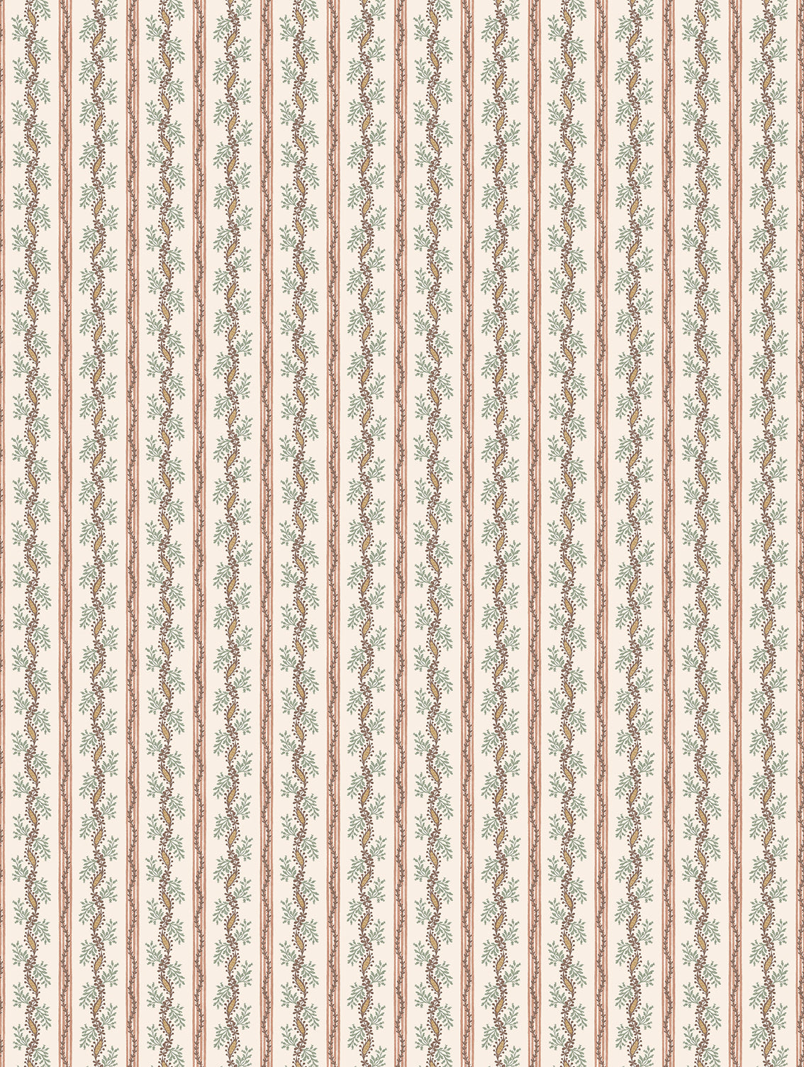 Nina Campbell | Odile Wallpaper wallcovering - Coral / Eucalyptus