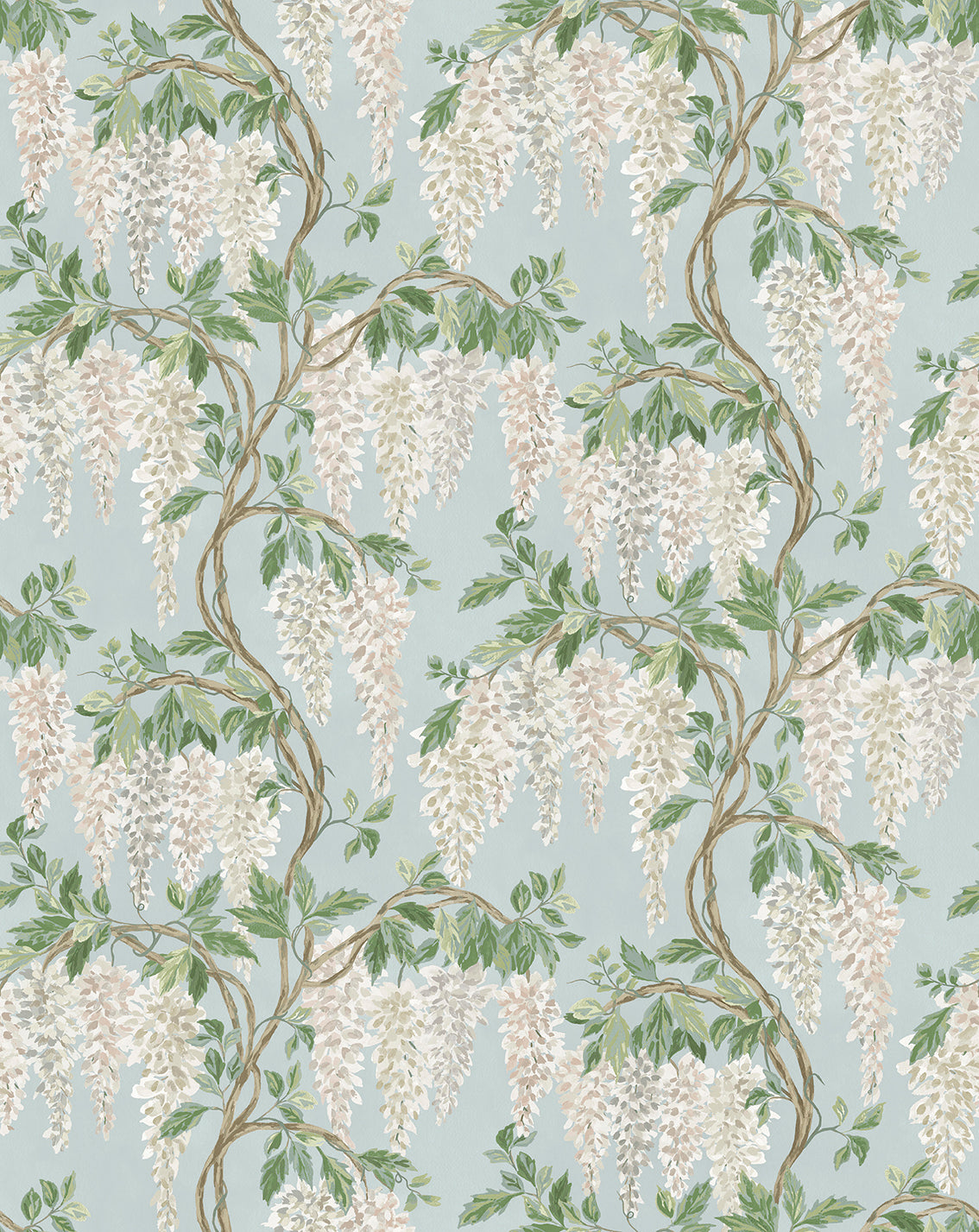 Nina Campbell | Wisteria Walk Wallpaper wallcovering - Aqua / Green