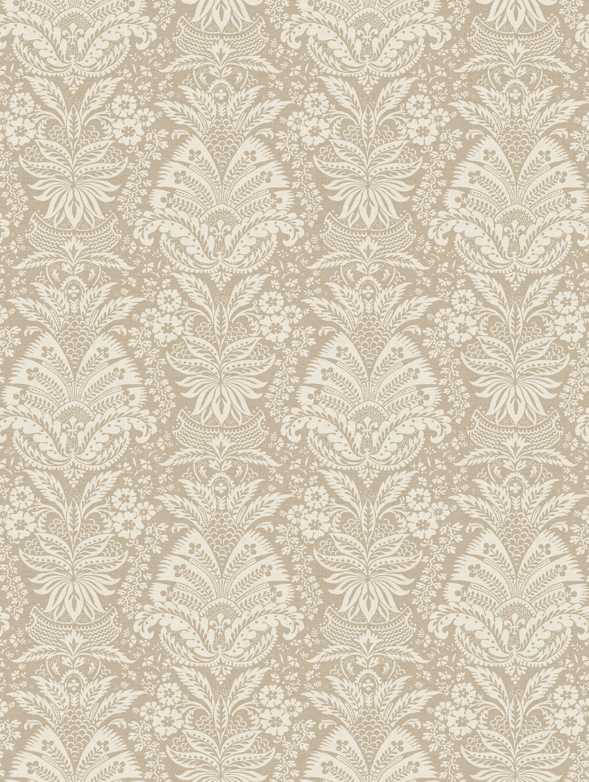 Nina Campbell | Bourton Damask Wallpaper wallcovering - Linen