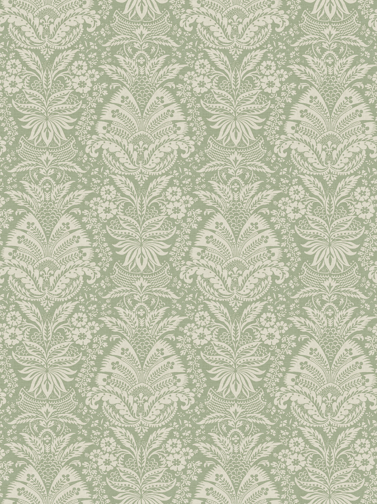 Nina Campbell | Bourton Damask Wallpaper wallcovering - Sage
