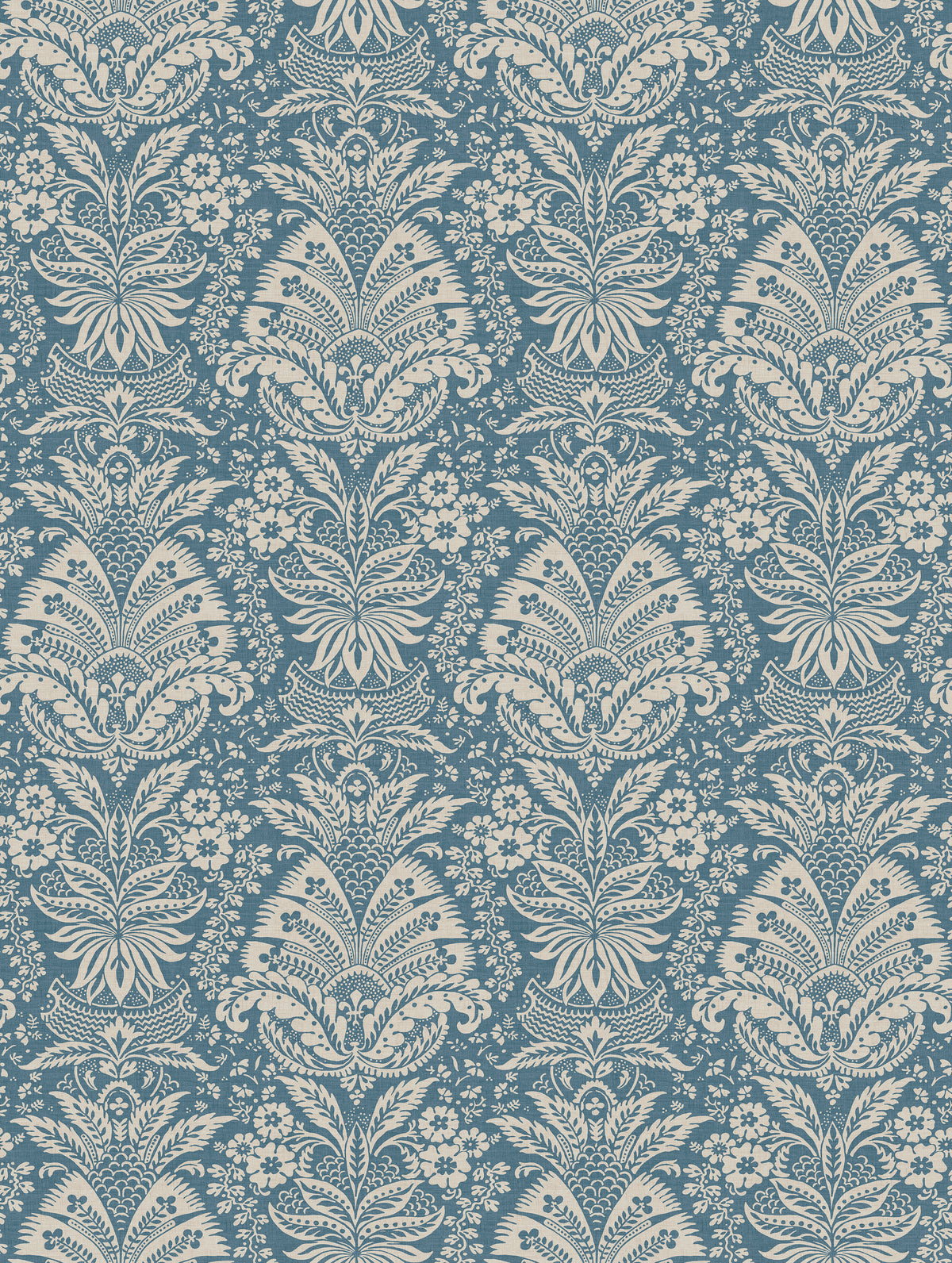 Nina Campbell | Bourton Damask Wallpaper wallcovering - Blue