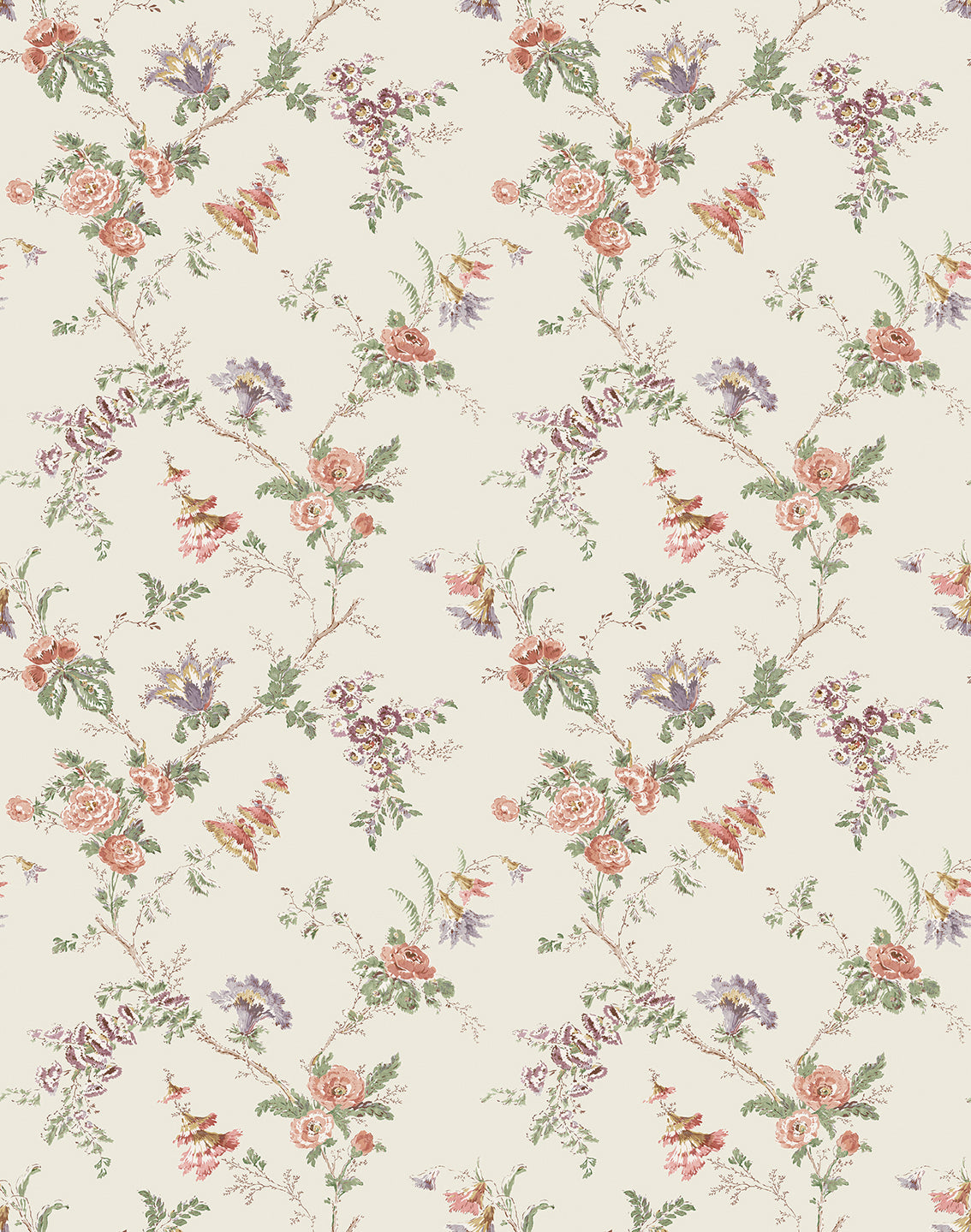Nina Campbell | Boscobel Wallpaper wallcovering - Coral / Green