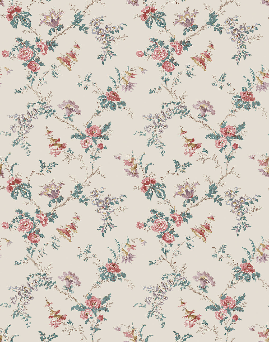 Nina Campbell | Boscobel Wallpaper wallcovering - Pink / Teal