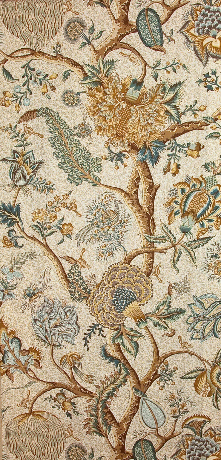 Pierre Frey Le Grand Corail - Bleu Or Fond Blanc