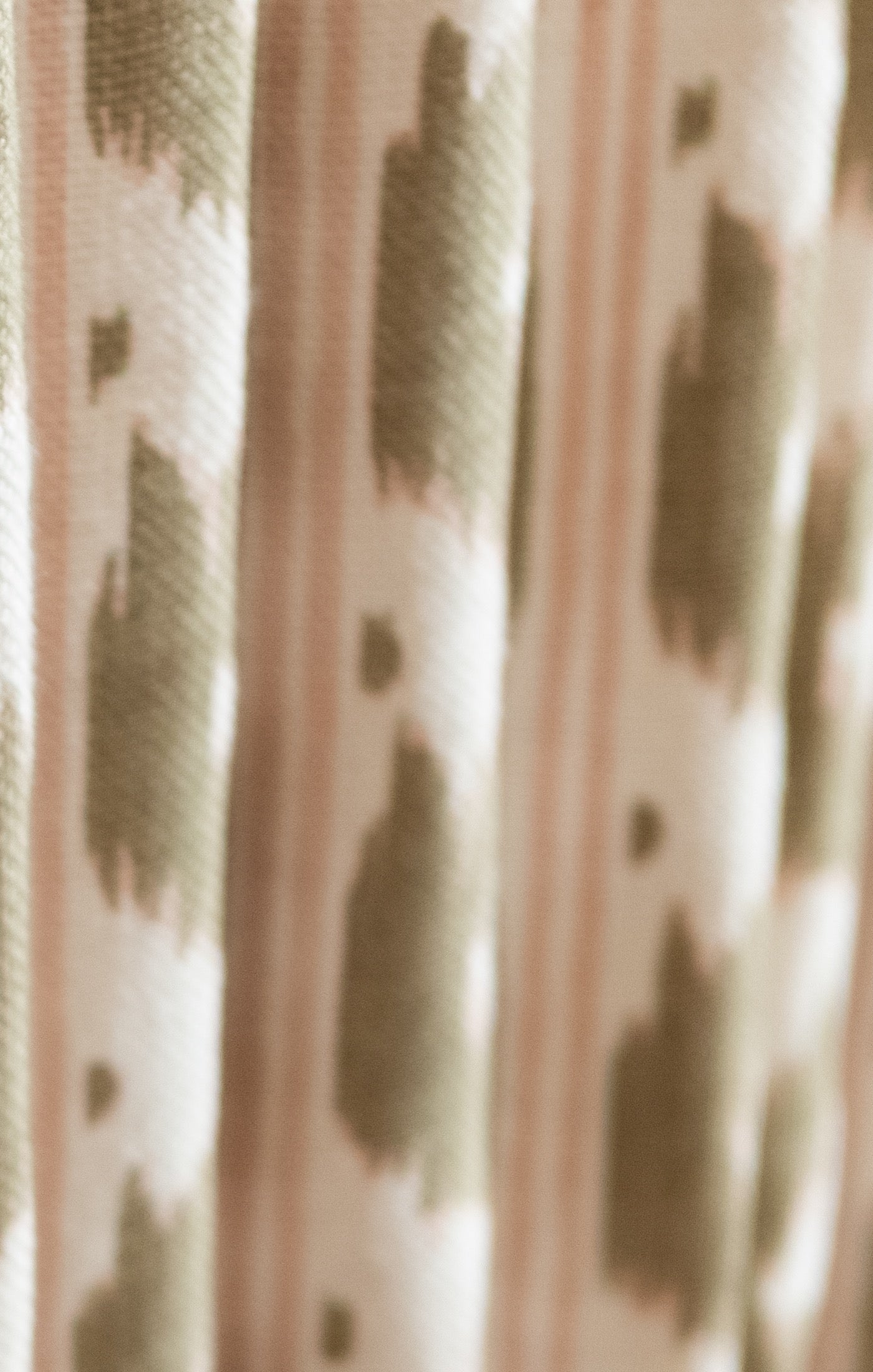 Close-up of Thorp Palma Small on George Off White linen, Greentea 325 and Tarama 219, cropped from the Covent Garden project photograph.