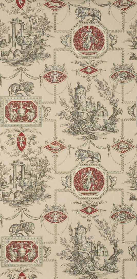 Pierre Frey Wallpaper Les Muses Et Le Lion - Beige