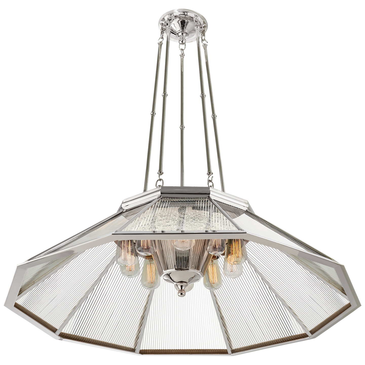 Rivington Large Ten-Paneled Chandelier - Polished Nickel