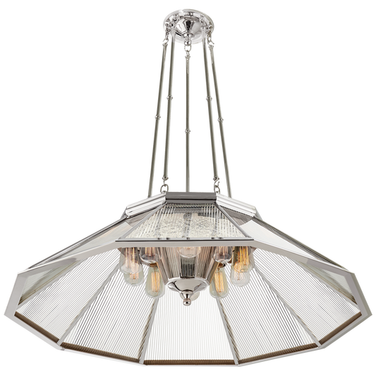 Rivington Large Ten-Paneled Chandelier - Polished Nickel