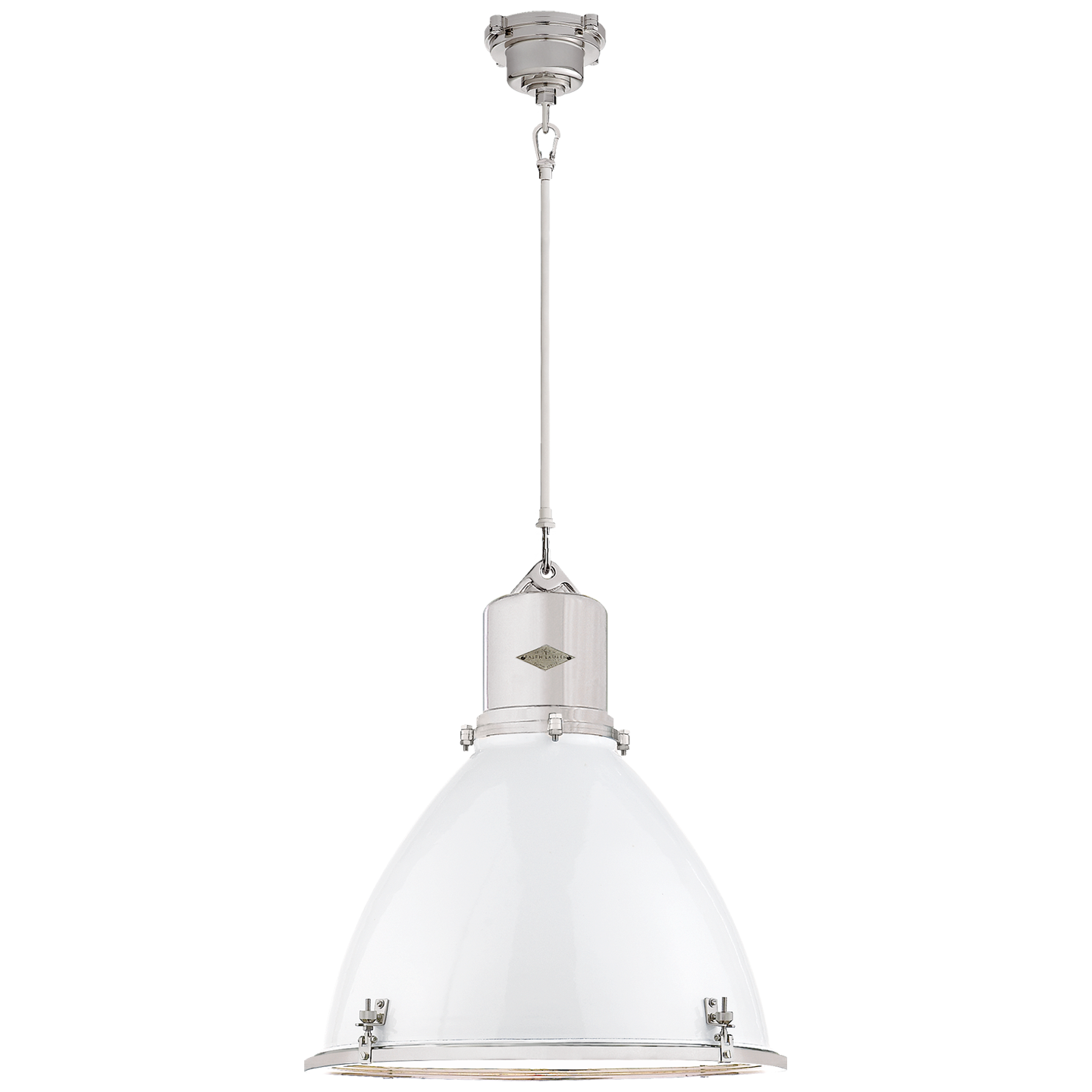 Fulton Large Pendant - Polished Nickel with White Enamel shade