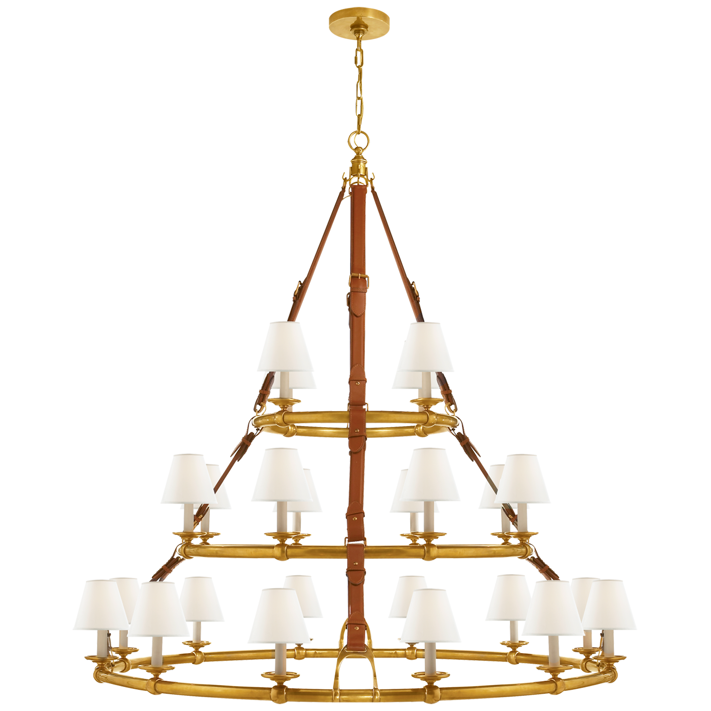 Westbury Triple Tier Chandelier - Natural Brass