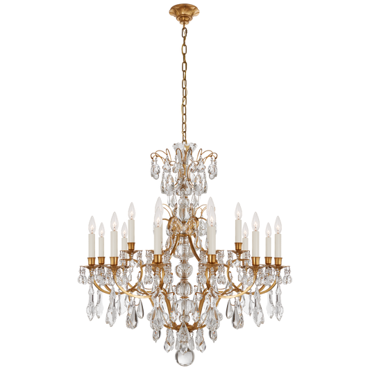 Antoinette Medium Chandelier in Natural Brass and Crystal