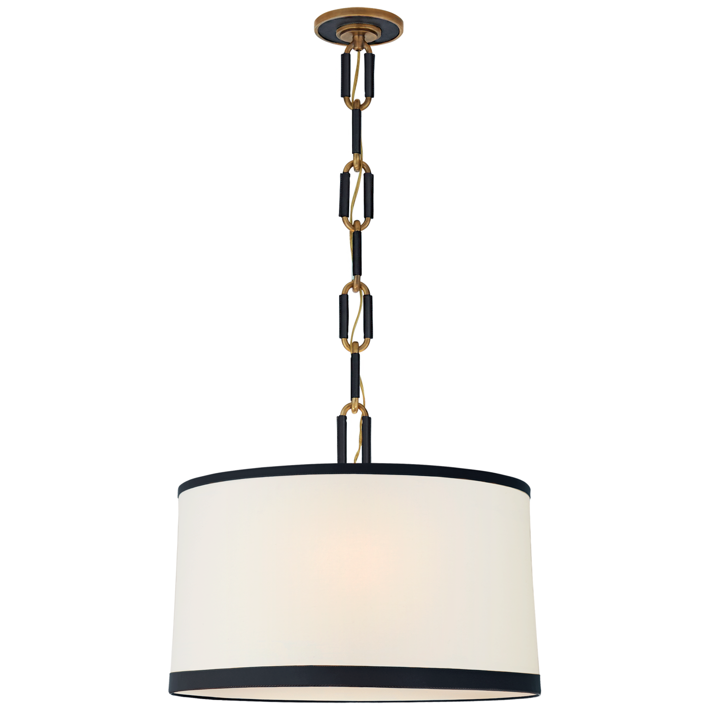 Cody Medium Hanging Shade - Natural Brass with Navy Leather