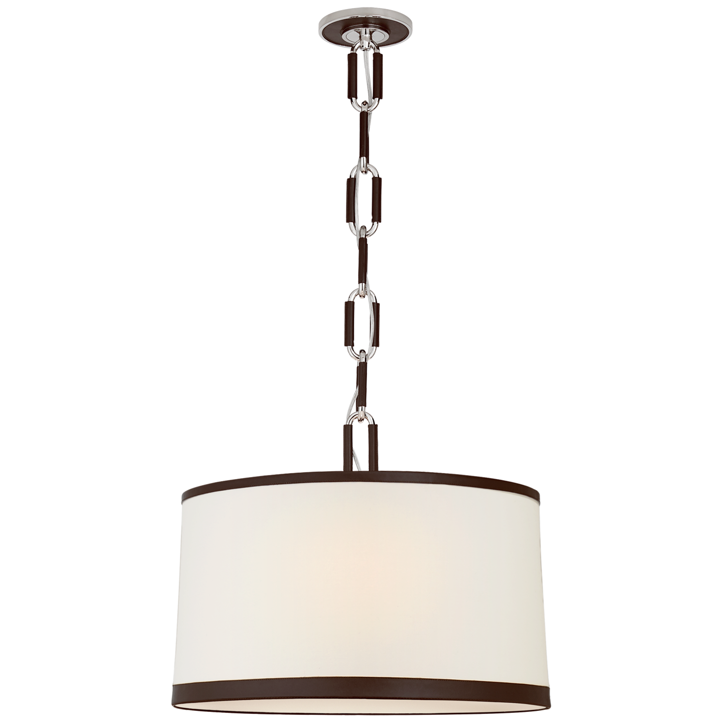 Cody Medium Hanging Shade - Polished Nickel with Chocolate Leather