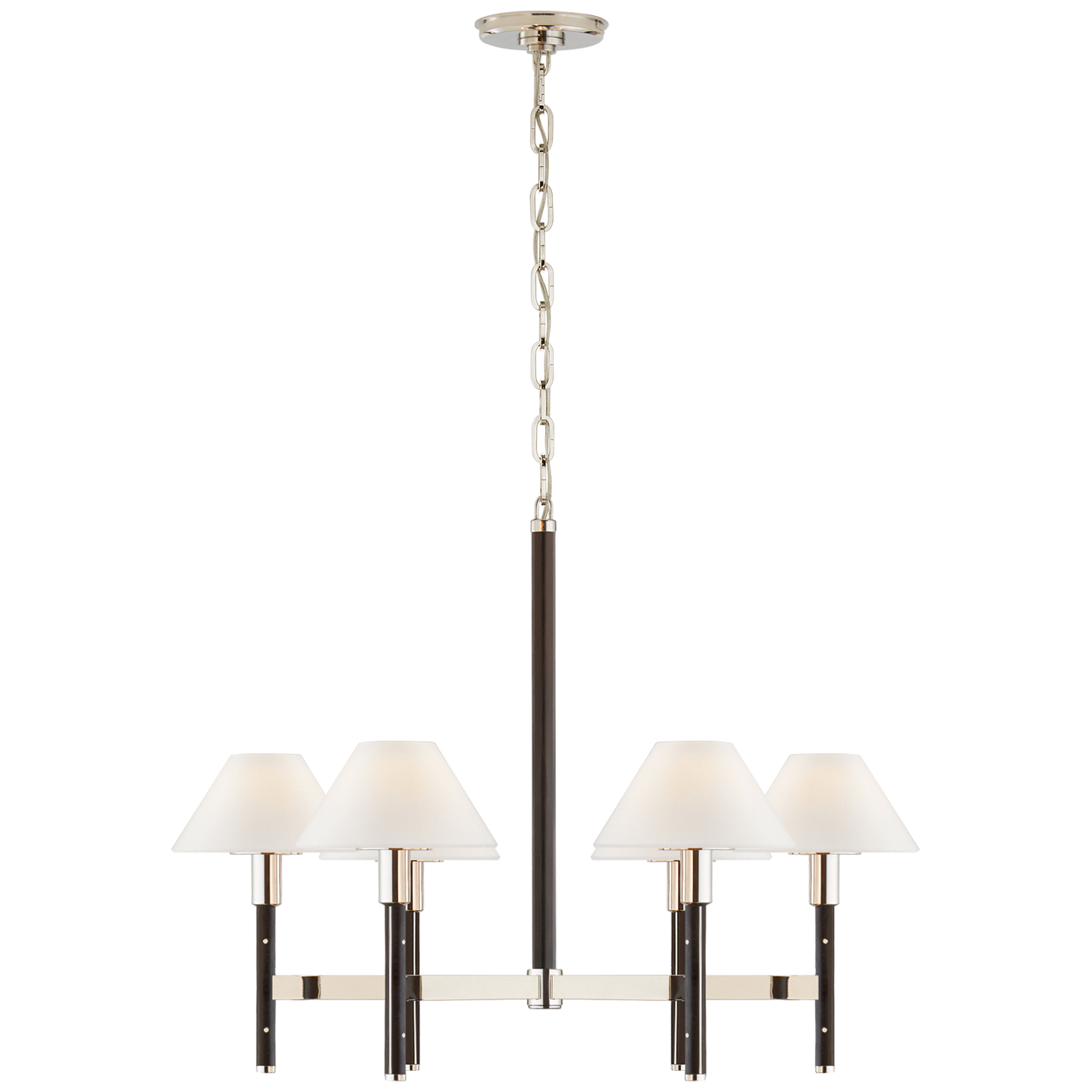 Radford Medium Chandelier - Polished Nickel and Black Ebony