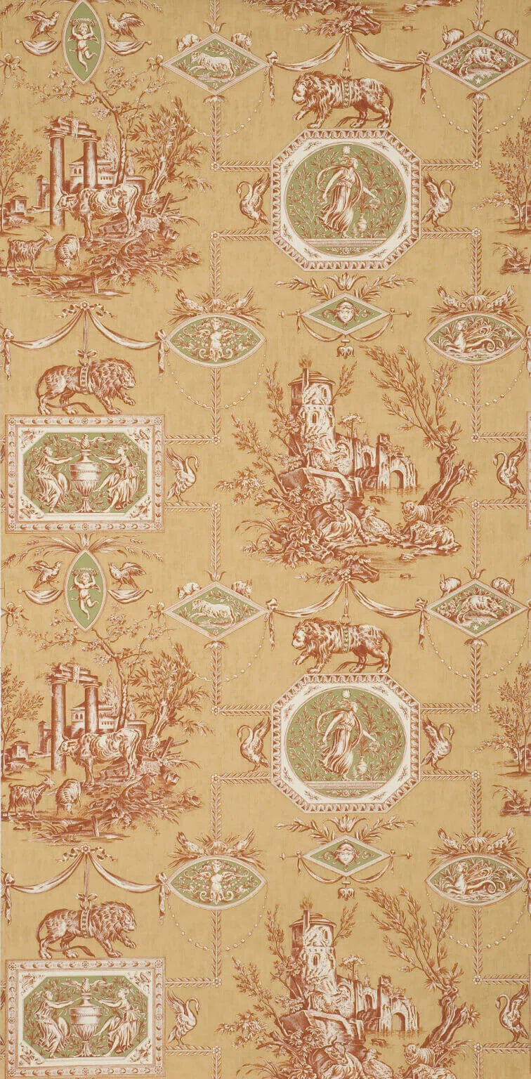 Pierre Frey Wallpaper Les Muses Et Le Lion - Copper